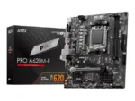 MSI   PRO A620M-E   Processor family AMD   Processor socket AM5   DDR5   Supported hard disk drive interfaces SATA, M.2   Number of SATA connectors 4