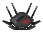 Quad-band Gaming Router (EU+UK)   ROG Rapture GT-BE98   802.11ax   10/100/1000 Mbit/s   Ethernet LAN (RJ-45) ports 1   Mesh Support Yes   MU-MiMO Yes   5G   Antenna type External   1 x USB 3.2 Gen1, 1 x USB 2.0