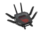 Quad-band Gaming Router (EU+UK)   ROG Rapture GT-BE98   802.11ax   10/100/1000 Mbit/s   Ethernet LAN (RJ-45) ports 1   Mesh Support Yes   MU-MiMO Yes   5G   Antenna type External   1 x USB 3.2 Gen1, 1 x USB 2.0