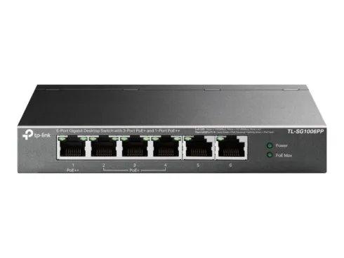 TP-LINK   6-Port Gigabit Switch with 3-Port PoE+ and 1-Port PoE++   TL-SG1006PP   Unmanaged   Desktop