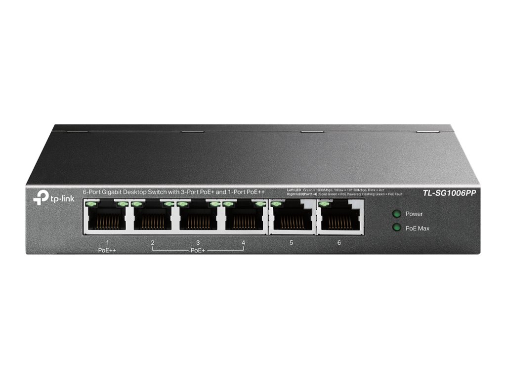 418404-tl-sg1006pp-4895252500325-0.webp TP-LINK 6-Port Gigabit Switch with 3-Port PoE+ and 1-Port PoE++ TL-SG1006PP Unmanaged Desktop