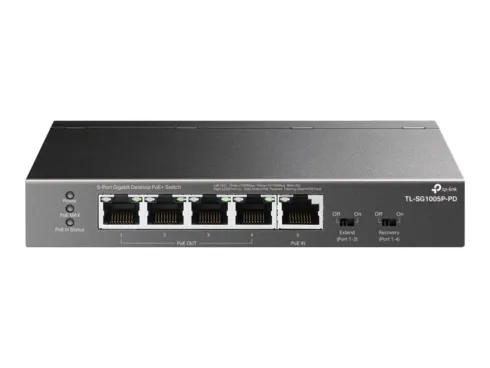 TP-LINK   5-Port Gigabit Desktop Switch with 4-Port PoE   TL-SG1005P-PD   Unmanaged   Desktop/Wall mountable