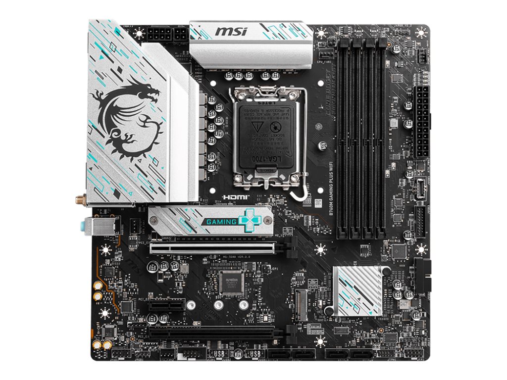 419093-b760m-gaming-plus-wifi-4711377154017-0.webp MSI B760M GAMING PLUS WIFI Processor family Intel Processor socket LGA1700 DDR5 Supported hard disk drive interfaces SATA, M.2 Number of SATA connectors 4