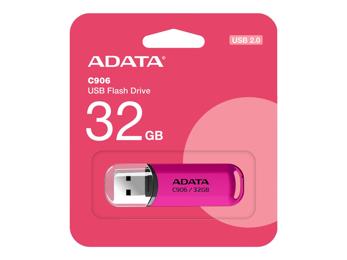 420526-ac906-32g-rpp-4711085945099-0.webp ADATA USB atmintinė C906, 32 GB, USB 2.0, rožinė