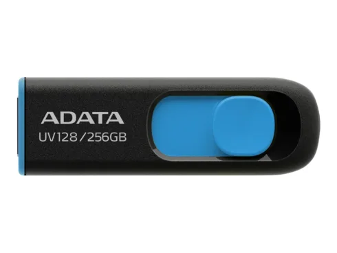 ADATA UV128 USB atmintinė 256 GB, USB 3.2 Gen1, juoda/mėlyna
