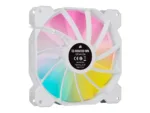 Corsair   140mm White PWM Fan, Dual Fan Kit with Lighting Node CORE   iCUE SP140 RGB ELITE Performance   Case Fan