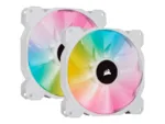 Corsair   140mm White PWM Fan, Dual Fan Kit with Lighting Node CORE   iCUE SP140 RGB ELITE Performance   Case Fan