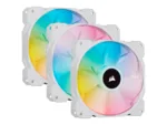Corsair   120mm White PWM Fan, Triple Pack with Lighting Node CORE   iCUE SP120 RGB ELITE Performance   Case Fan