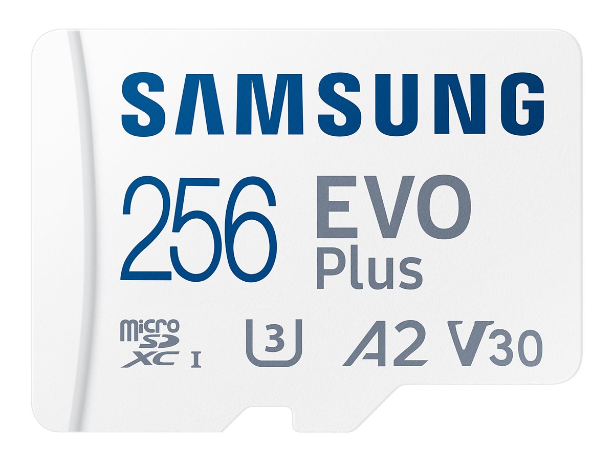 426030-mb-mc256sa-eu-8806095420127-0.webp Samsung EVO Plus 256 GB microSDXC atminties kortelė, U3 klasė
