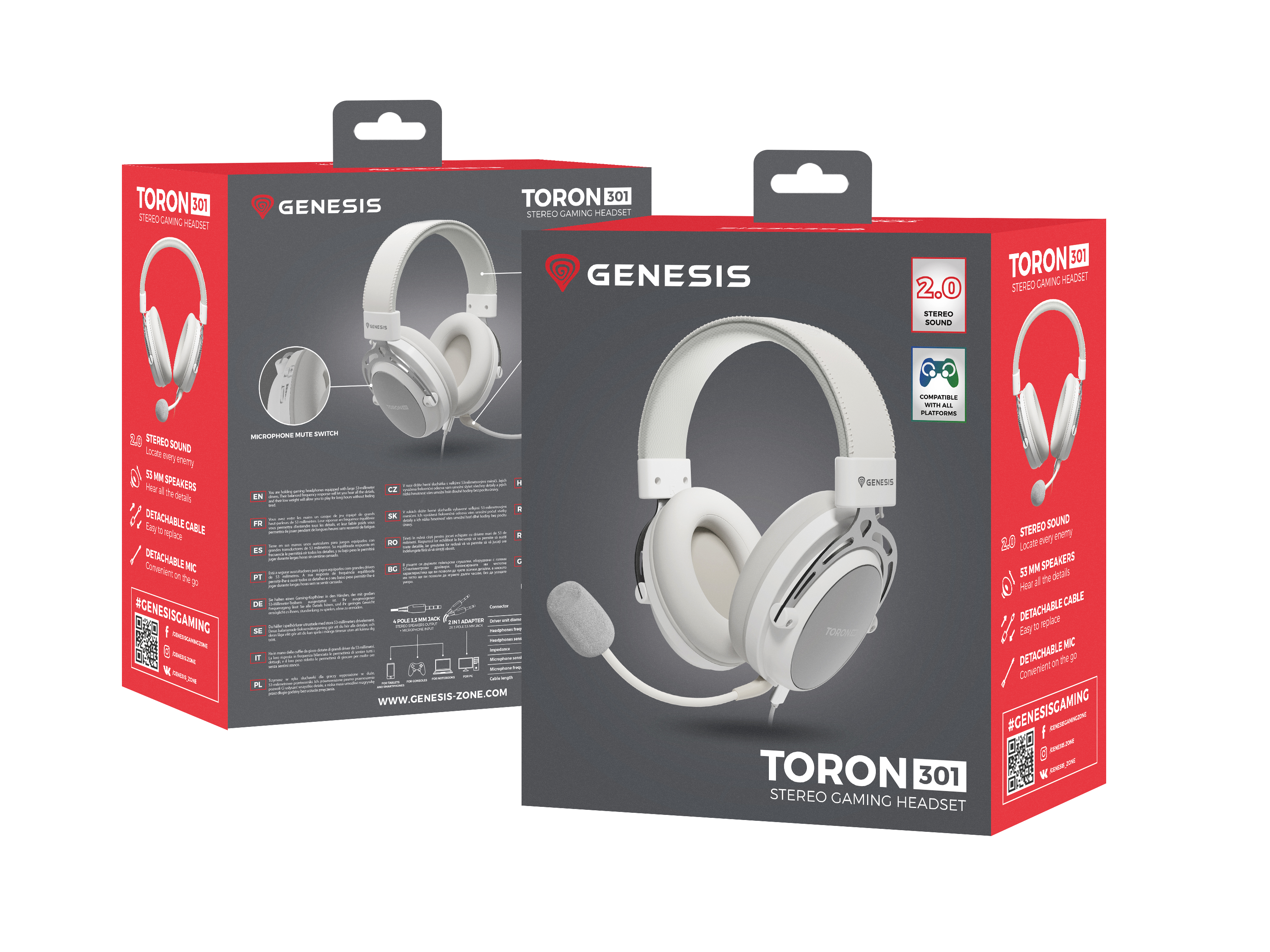 434583-nsg-2161-5901969444421-0.webp Genesis Gaming Headset Toron 301 Wired Over-Ear Microphone White