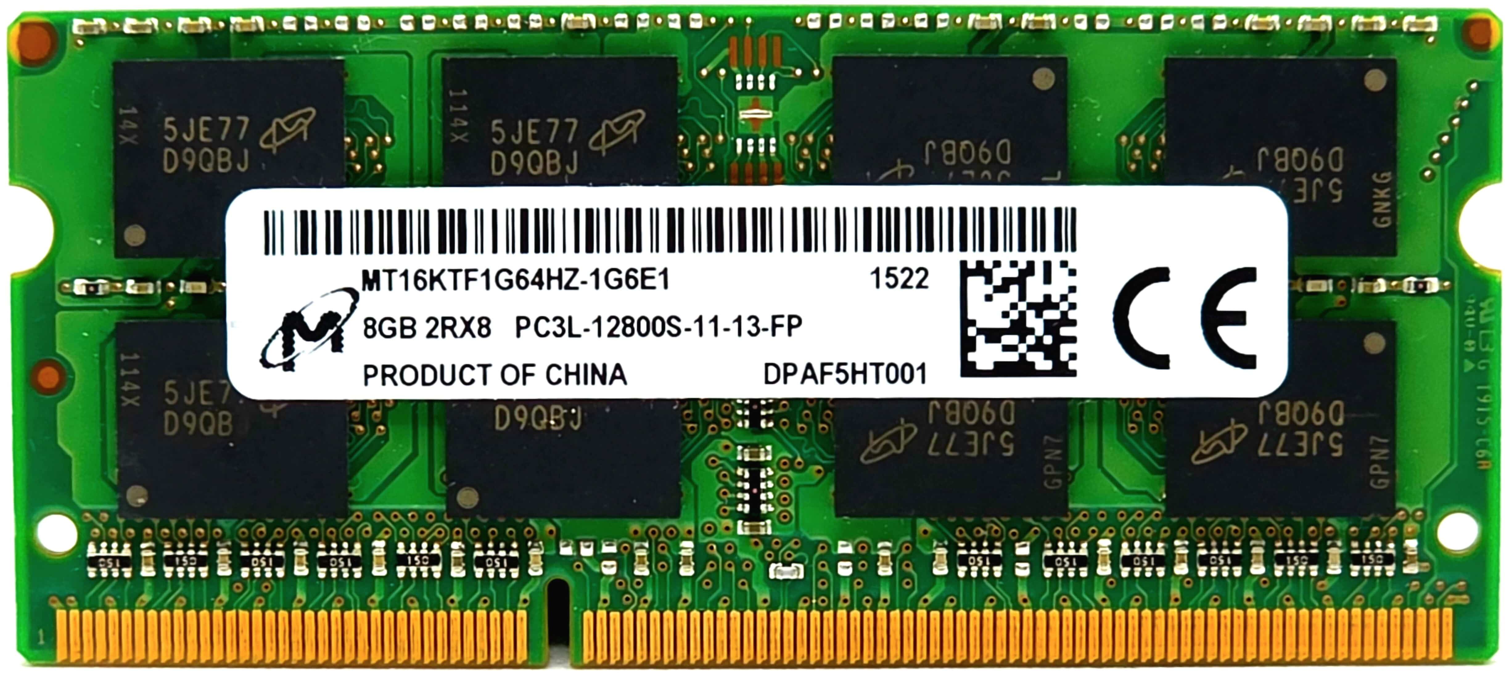 Micron 8GB DDR3L 1600MHz SODIMM MT16KTF1G64HZ-1G6N1 Micron 8GB DDR3L 1600MHz SODIMM MT16KTF1G64HZ-1G6N1