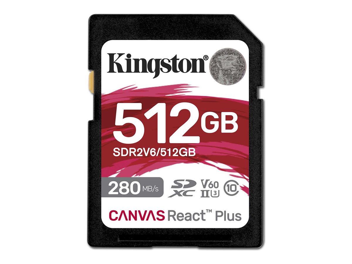 437277-sdr2v6-512gb-740617340570-0.webp Kingston SDXC II V60 React Plus 512GB, UHS-II, V60 klasė