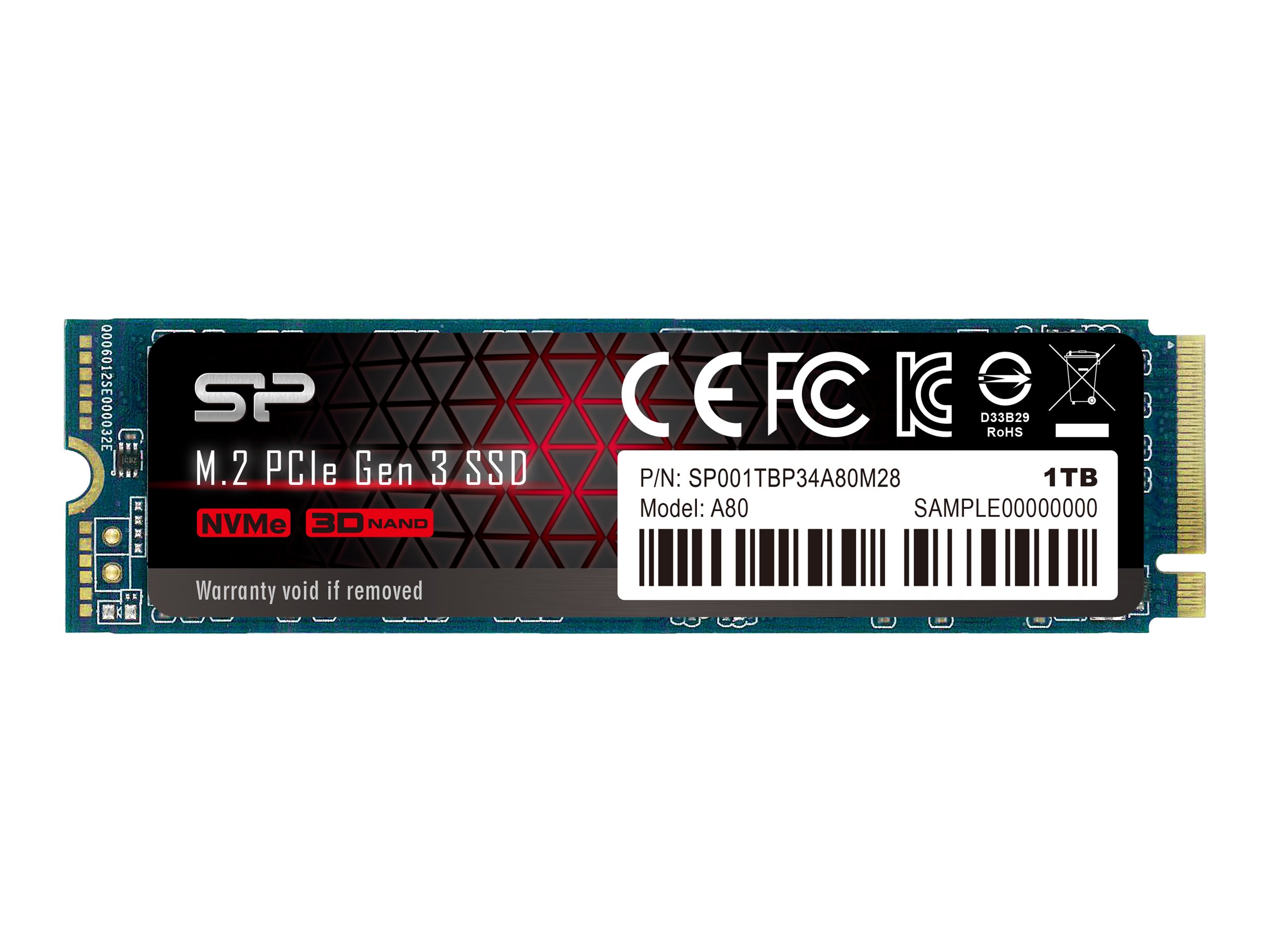 437282-sp001tbp34a80m28-4713436123774-0.webp Silicon Power SSD P34A80 1000 GB Solid-state drive interface PCIe Gen3x4 Read speed 3400 MB/s Write speed 3000 MB/s