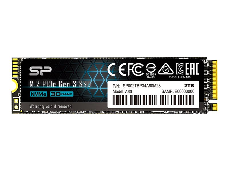 437286-sp002tbp34a60m28-4713436129899-0.webp Silicon Power SSD P34A60 2000 GB Solid-state drive interface PCIe Gen3x4 Read speed 2200 MB/s Write speed 1600 MB/s