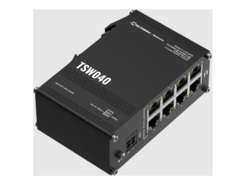 Teltonika Industrial Switch   TSW040   Unmanaged   DIN rail mountable   10/100 Mbps (RJ-45) ports quantity 8   PoE+ ports quantity 8   Power supply type 2-pin industrial DC power socket