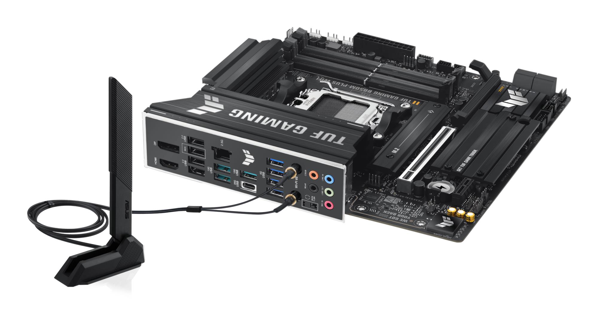 43c571ab-77c3-44be-b12b-70b7e4f30ced Mainboard ASUS AMD B850 SAM5 Micro-ATX Memory DDR5 Memory slots 4 1xPCI-Express 4.0 1x 1xPCI-Express 4.0 16x 1xPCI-Express 5.0 16x 3xM.2 1xHDMI 1xDisplayPort 11xUSB 2.0 2xUSB-C 1xRJ45 5xAudio port GAMINGB850M-PLUSWIFI
