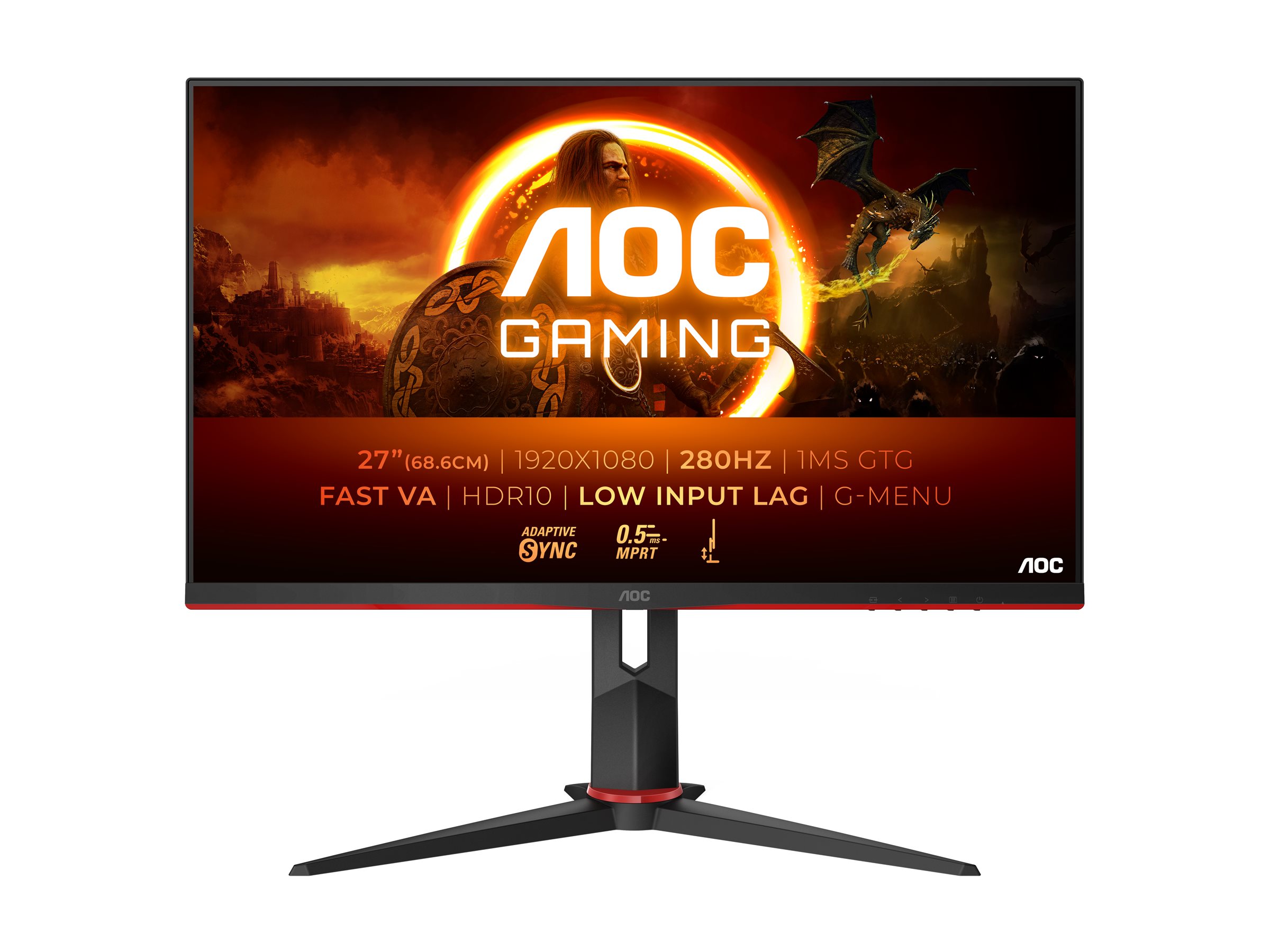 443709-27g2zn3-bk-4038986182270-0.webp AOC 27G2ZN3/BK 27 ” VA FHD 16:9 280 Hz 1 ms 1920 x 1080 pixels 300 cd/m² HDMI ports quantity 2
