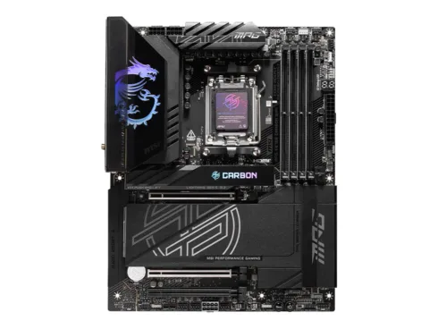 MSI MPG X870E CARBON WIFI su AM5 lizdu ir DDR5 UDIMM atmintimi