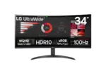 LG   34WR50QK-B   34 ”   VA   QHD   21:9   100 Hz   5 ms   3440 x 1440 pixels   240 cd/m²   HDMI ports quantity 2
