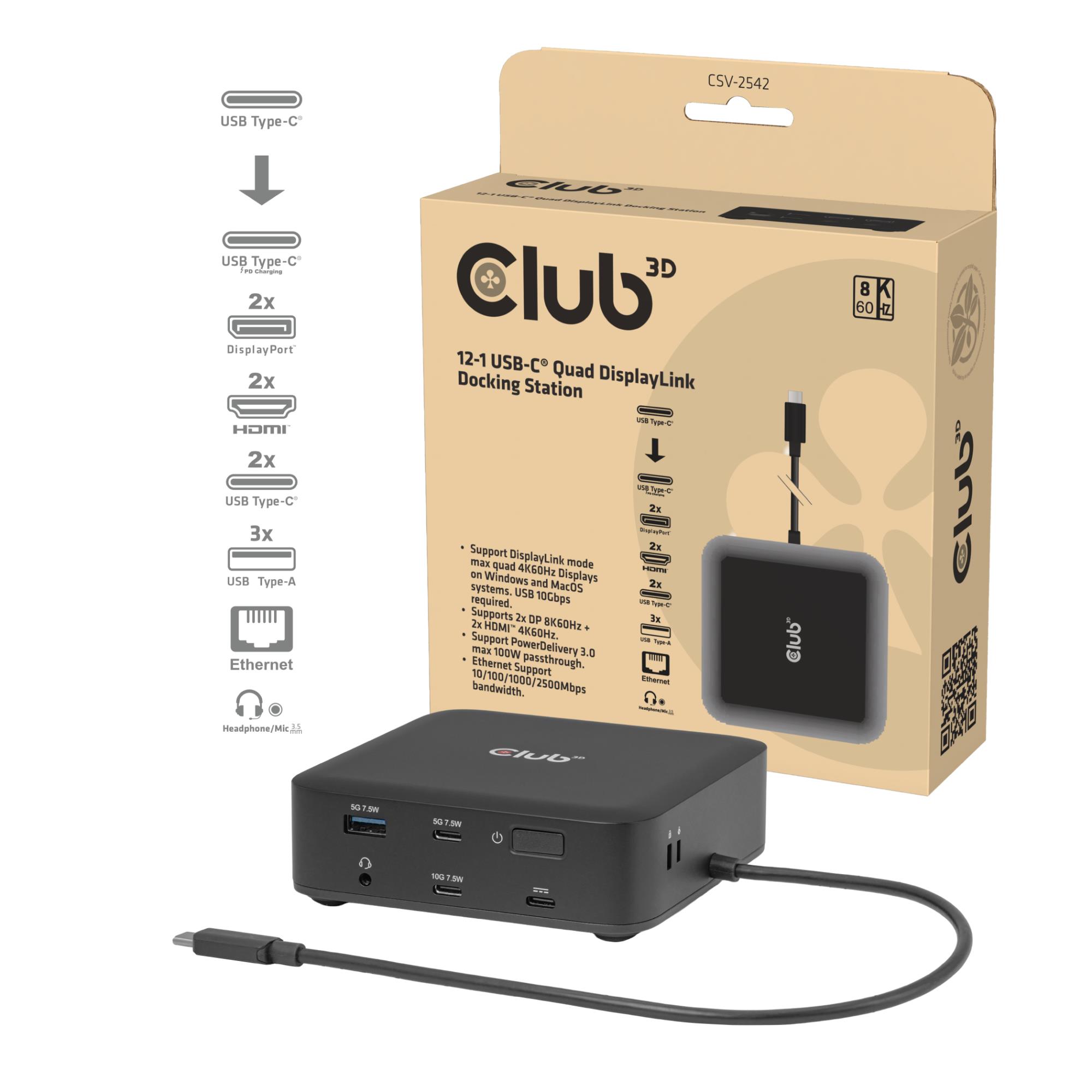 45028298-8206-4676-bc20-6bba22106808 NB ACC DOCKING STATION 12IN1/USB-C 100W CSV-2542 CLUB3D