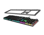 Klaviatūra MSI FORGE GK310 su raudonais jungikliais, šoninis vaizdas