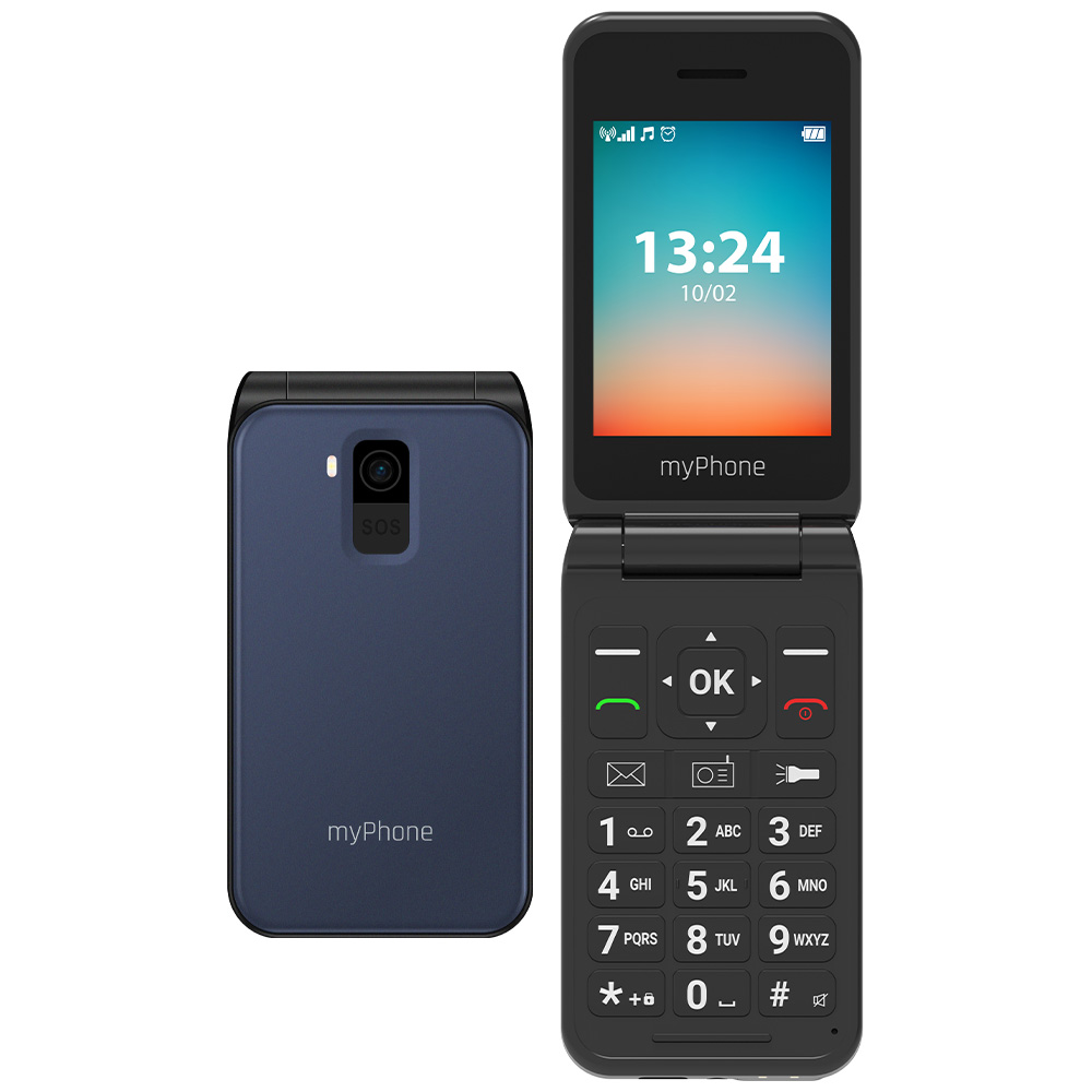 454144-tel000906-5902983624998-0.webp myPhone Flip LTE Navy Blue 2.8 ” TFT 48 MB 128 MB 3G Bluetooth 2.1 USB version Type-C Built-in camera Main camera resolution 1.3 MP 1000 mAh