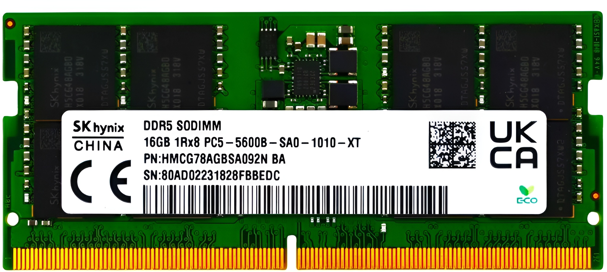 SK Hynix 16GB DDR5 5600MHz SODIMM HMCG78AGBSA092N BA SK Hynix 16GB DDR5 5600MHz SODIMM HMCG78AGBSA092N BA