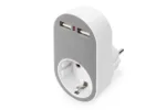 Digitus Universal USB Plug-in Charger with 2 x USB-A Sockets and Integrated Socket   DA-70617