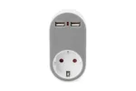 Digitus Universal USB Plug-in Charger with 2 x USB-A Sockets and Integrated Socket   DA-70617