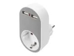Digitus Universal USB Plug-in Charger with 2 x USB-A Sockets and Integrated Socket   DA-70617