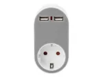 Digitus Universal USB Plug-in Charger with 2 x USB-A Sockets and Integrated Socket   DA-70617