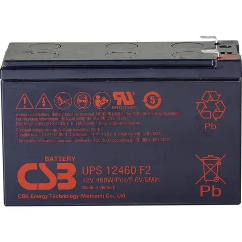 CSB Battery Battery 12V, 9Ah, AGM   UPS12460F2   460 W