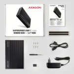 AXAGON EE35-GTR išorinis dėklas, matomas iš šono, su USB 3.2 jungtimi