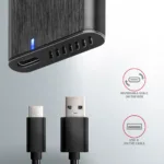 USB-C 3.2 Gen 2 metal box EEM2-SBC, matmenys ir jungtys iš šono