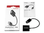 Adapteris AXAGON RVD-VGN su DisplayPort ir VGA jungtimis, šoninis vaizdas