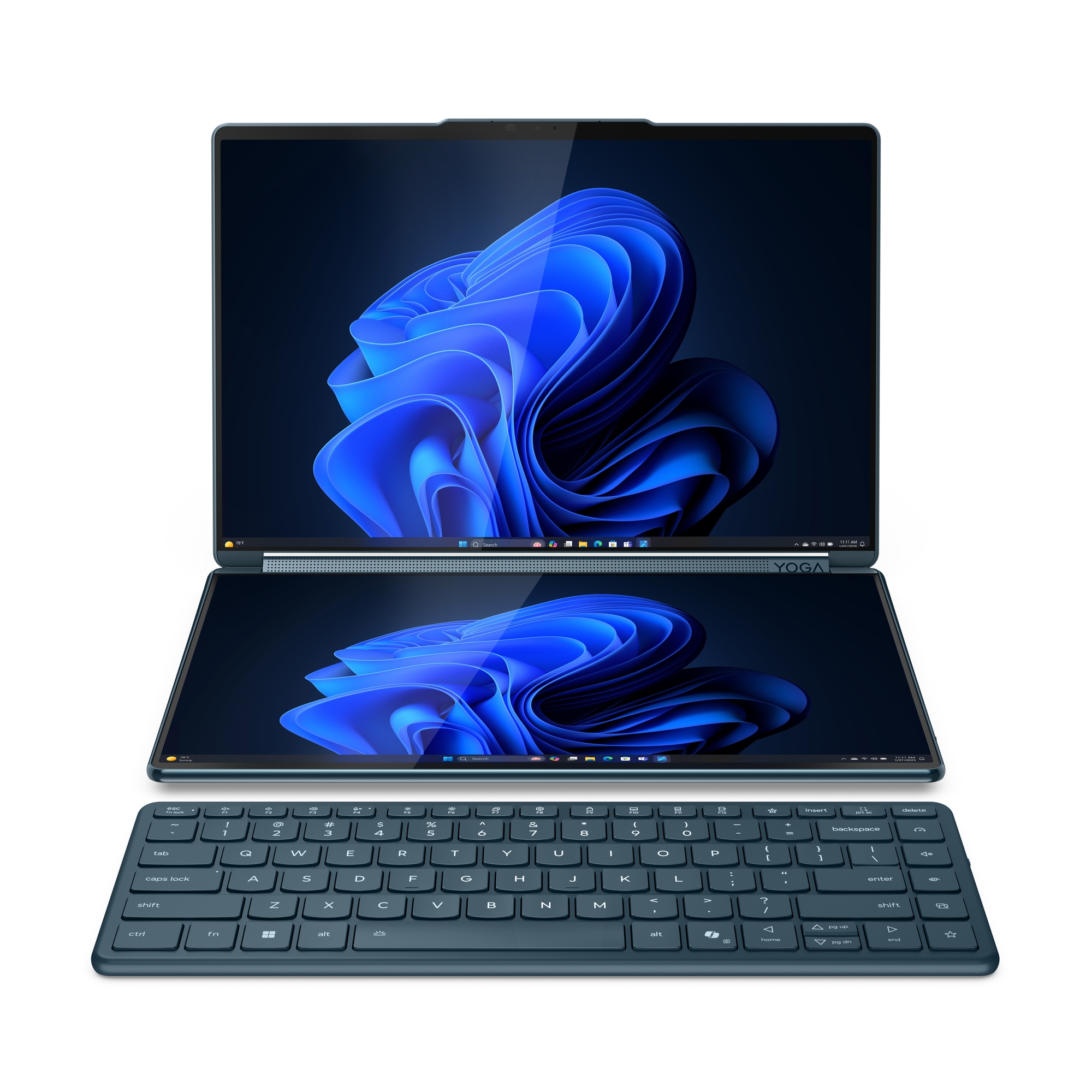 459985-83kj000bmx-198156227485-0.webp Lenovo Yoga Book 9 14IAH10 Tidal Teal 2×14 ” OLED Touchscreen 2.8K WQXGA+ 2880 x 1800 pixels Glossy Intel Core Ultra 7 255H 32 GB Soldered LPDDR5x Solid-state drive capacity 1000 GB Intel Arc Graphics Windows 11 Pro 802.11be Bluetooth version 5.4 Keyboard language Nordic Keyboard backlit Warranty 24 month(s) Battery warranty 12 month(s)