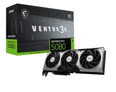 MSI GeForce RTX 5080 16G VENTUS 3X OC   NVIDIA   16 GB   GeForce RTX 5080   HDMI ports quantity 1   PCI Express Gen 5   Memory clock speed 2655 MHz