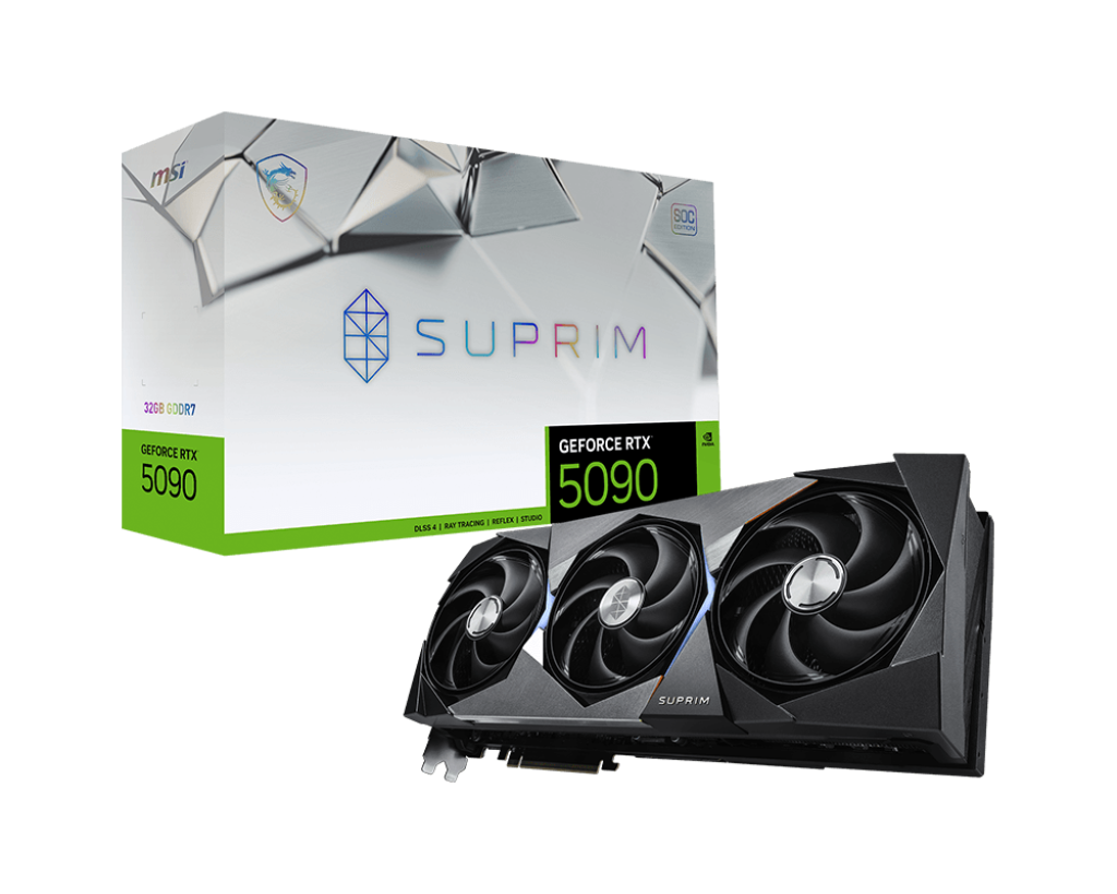 464553-geforce-rtx-5090-32g-suprim-soc-4711377302487-0.webp MSI GeForce RTX 5090 32G SUPRIM SOC NVIDIA 32 GB GeForce RTX 5090 GDDR7 HDMI ports quantity 1 PCI Express Gen 5 x16