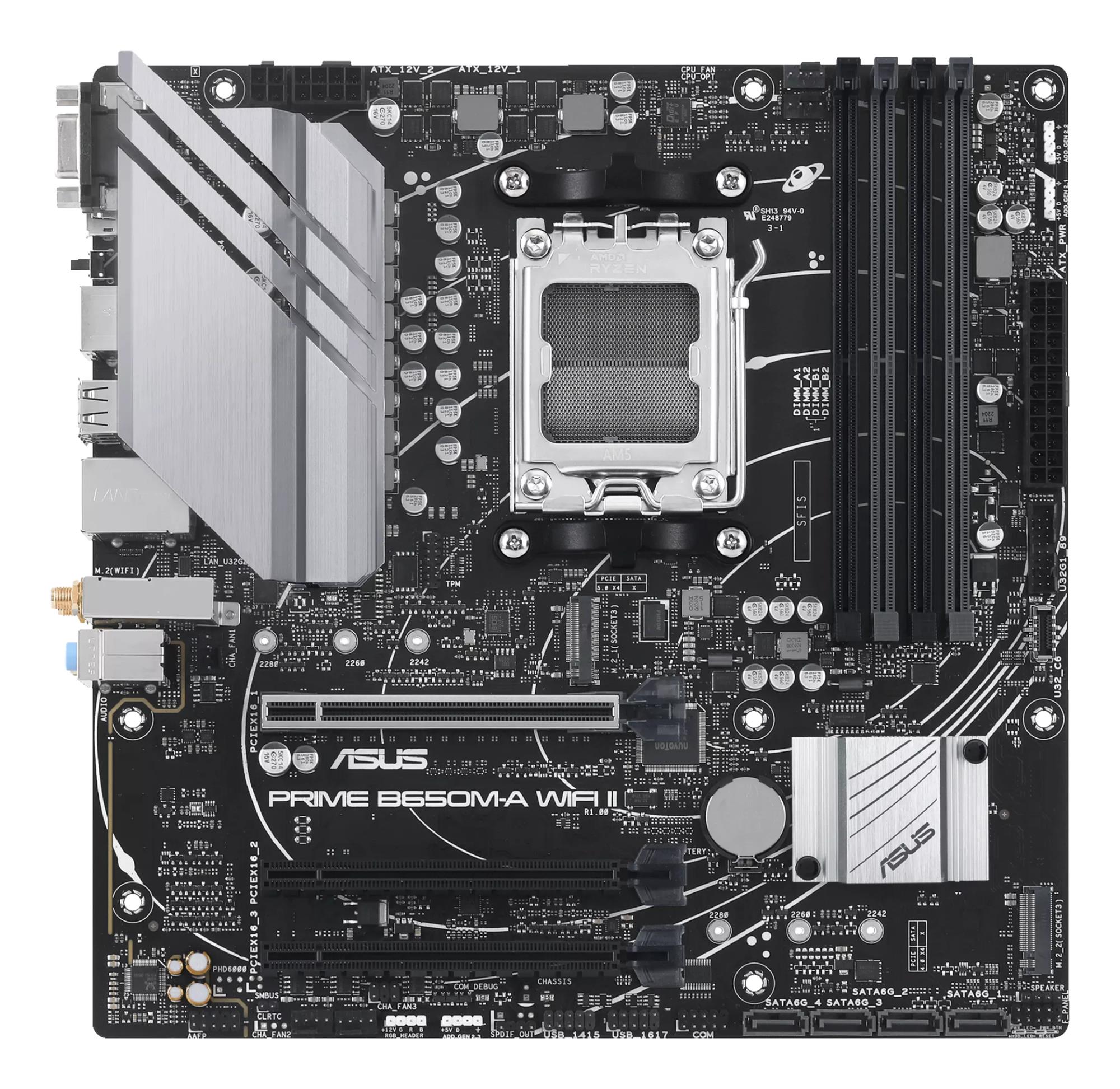 46487444-13b9-49e6-839b-1bb1ca222fed Mainboard ASUS AMD B650 Micro-ATX Memory DDR5 Memory slots 4 3xPCI-Express 4.0 16x 2xM.2 1x15pin D-sub 1xHDMI 1xDisplayPort 4xUSB 2.0 4xUSB 3.2 1xPS/2 1xRJ45 3xAudio port PRIMEB650M-AWIFIII