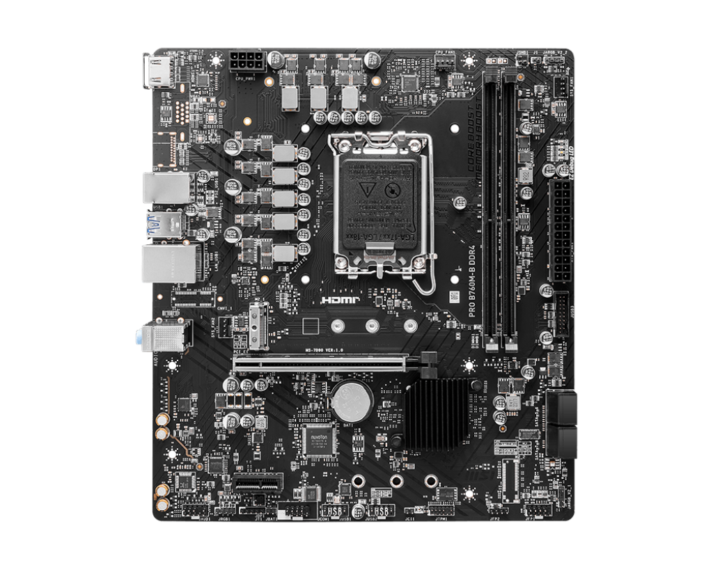 465743-pro-b760m-b-ddr4-4711377136334-0.webp MSI PRO B760M-B DDR4 Processor family Intel Processor socket LGA1700 DDR4 Supported hard disk drive interfaces SATA, M.2 Number of SATA connectors 4