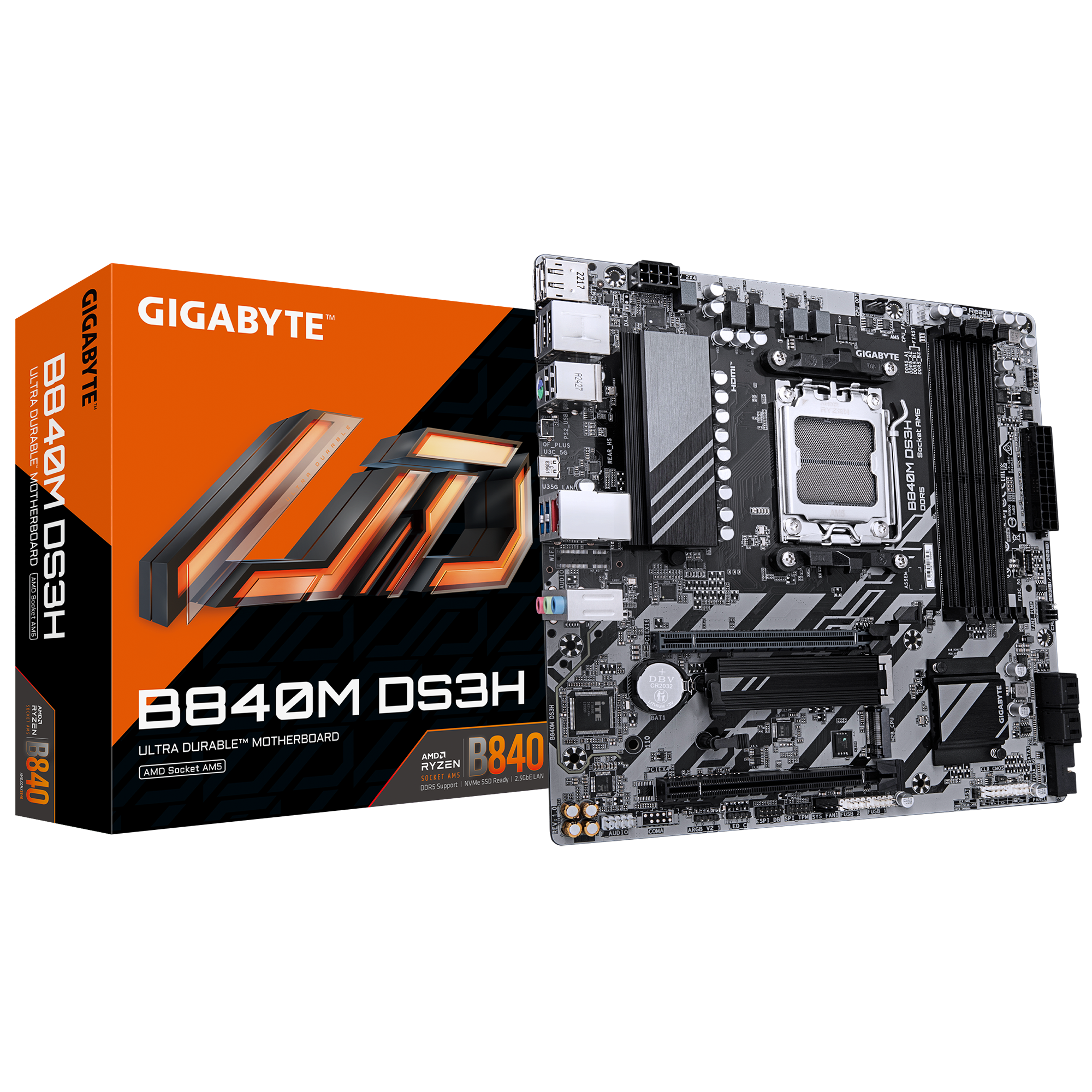 466104-b840m-ds3h-4719331868437-0.webp Gigabyte B840M DS3H Processor family AMD Processor socket AM5 DDR5 Supported hard disk drive interfaces SATA, M.2 Number of SATA connectors 4