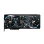 Vaizdo plokštė Gigabyte AORUS GeForce RTX 5070 MASTER 12G iš šono, matomi HDMI ir DisplayPort prievadai