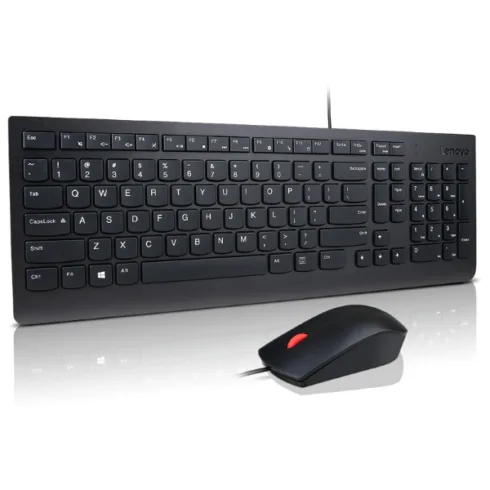 Lenovo Essential   Keyboard and Mouse Combo   Wired   US Euro   Black