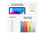 Apple iPad   11 ”   Silver   Liquid Retina   2360 x 1640 pixels   A16   128 GB   128 GB   Wi-Fi   Front camera   12 MP   Rear camera   12 MP   Bluetooth   5.3   iOS