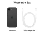 Apple   iPhone 16e   Black   6 ”   Super Retina XDR   2532 x 1170 pixels   Apple A18   Internal RAM 8 GB   128 GB   Dual SIM   4G   5G   Main camera resolution 48+12 MP   Secondary camera resolution 12 MP   iOS   18