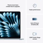 Apple MacBook   Air   Sky Blue   15 ”   IPS   2880 x 1864 pixels   Apple M4   16 GB   Solid-state drive capacity 256 GB   Apple M4 chip 10-core CPU/10-core GPU   macOS   802.11ax   Bluetooth version 5.0   Keyboard language Swedish   Keyboard backlit   Warranty 12 month(s)