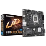 Gigabyte H610M D3W DDR4   Processor family Intel   Processor socket LGA1700   DDR4   Supported hard disk drive interfaces M.2, SATA   Number of SATA connectors 4