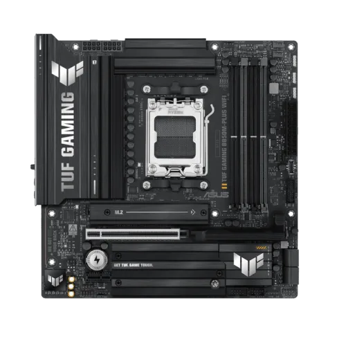 Asus TUF GAMING B850M-PLUS WIFI   Processor family AMD   Processor socket AM5   DDR5   Supported hard disk drive interfaces M.2, SATA   Number of SATA connectors 4