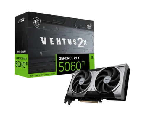 MSI GeForce RTX 5060 Ti 16G VENTUS 2X OC PLUS   NVIDIA   16 GB   GeForce RTX 5060 Ti   GDDR7   HDMI ports quantity 1   PCI Express Gen 5 x16 (uses x8)