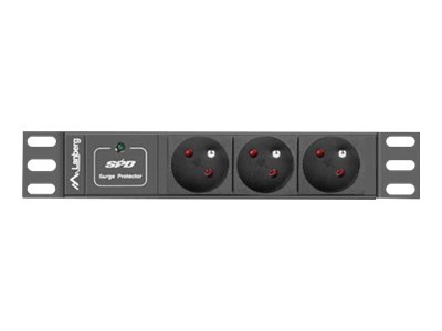 Lanberg Power Distribution Unit (PDU) 10″ 1U 16A 2m 3x French Outlets   PDU-03E-0200-BK